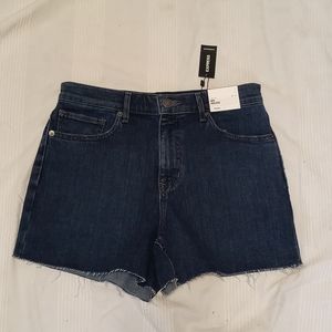 NWT EXPRESS JEANS HIGH-RISE MIDI JEAN SHORTS WOMENS 4 CUT-OFFS STRETCH DENIM